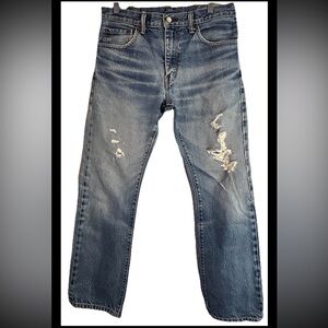 Vintage Levi's 517 Jeans Bootcut Medium Wash Blue Denim Distressed Men’s 32 x 32